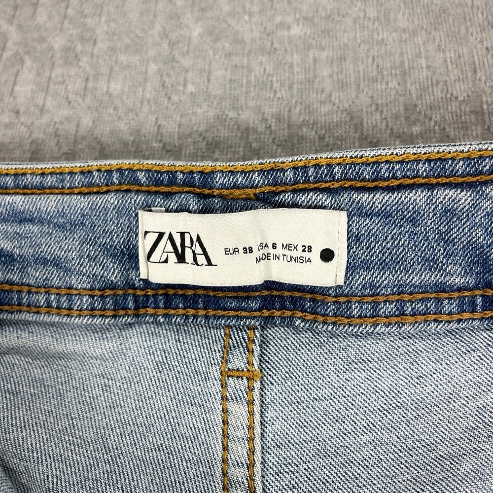 Zara Y2K 90s baggy Wide Leg High-Rise‎ Jeans Women 6/26X30 light wash Raw Hem - Picture 2 of 12
